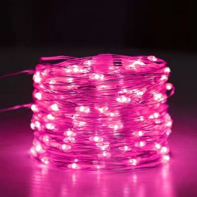 Solar  String Lights; 33ft 100 LED Solar 8 Modes (Color: Pink)