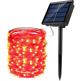 Solar  String Lights; 33ft 100 LED Solar 8 Modes (Color: Red)