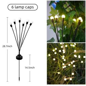 2pcs 8 LED Solar Powered Firefly Lights; Waterproof Warm Yellow Lights (Color: warm light, size: 6 Lamp Heads)