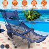 Foldable Camping Chair 330LBS Load Heavy Duty with Reclining Backrest Angle Cup Holder Pillow Side Pocket Carry Bag