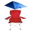 Foldable Beach Chair with Detachable Umbrella Armrest Adjustable Canopy Stool with Cup Holder Carry Bag
