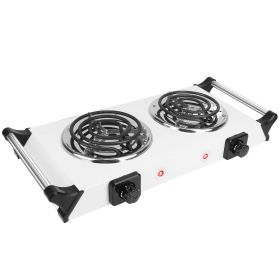 2000W Electric Dual Burner Portable Coil Heating Hot Plate Stove  with 5 Temperature Adjustments (Type: Double, Color: Silver)