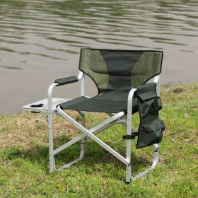 1-piece Padded Folding Outdoor Chair with Side Table and Storage Pockets,Lightweight (Color: as Pic)