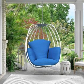 Aluminum Egg Chair; Hanging Swing Chair with Thickness Cushion (Color: Blue)