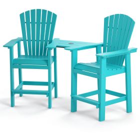 Patio Bar Stools Adirondack Arm Chairs Set of 2 (Color: lake blue)