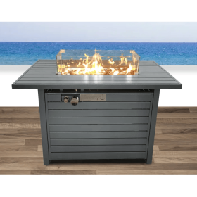 25'' H x 42'' W Steel Propane Outdoor Fire Pit Table with Lid (Color: as Pic)