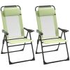 Outsunny Folding Patio Chairs Set of 2, with Adjustable Sling Back