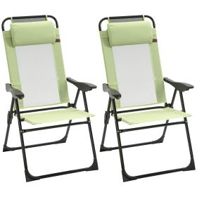Outsunny Folding Patio Chairs Set of 2, with Adjustable Sling Back (Color: as Pic)