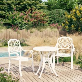 3 Piece Bistro Set Cast Aluminum White (Color: White)