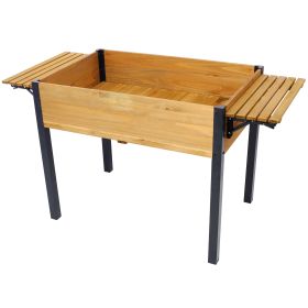 Raised Garden Bed, Metal Leg Wood Planter Box (Color: as Pic)