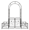Metal Garden Arch with Gate 79.5'' Wide x 86.6''  Black