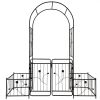 Metal Garden Arch with Gate 79.5'' Wide x 86.6''  Black