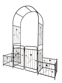 Metal Garden Arch with Gate 79.5'' Wide x 86.6''  Black (Color: as Pic)