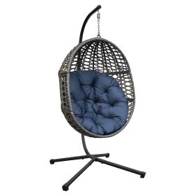 Wicker Hanging Swing Chair (Color: Navy Blue)