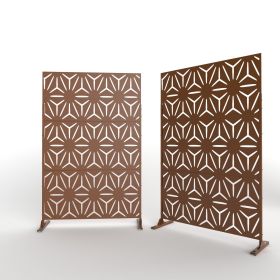 6.5 ft. H x 4 ft. W Laser Cut Metal Privacy Screen;  24"*48"*3 panels (Color: Brown, Material: Galvanized steel)