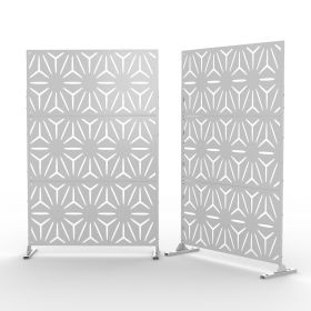 6.5 ft. H x 4 ft. W Laser Cut Metal Privacy Screen;  24"*48"*3 panels (Color: White, Material: Galvanized steel)