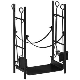 Firewood Rack with Fireplace Tools (Color: as Pic)