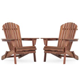 Wooden Outdoor Folding Adirondack Chair Set of 2 (Color: as Pic)