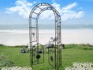 Metal Garden Arch with doors Garden Arbor Trellis Climbing Plants Support