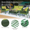 K&K 4-Piece Rope Patio Furniture Set, Outdoor Furniture with Tempered Glass Table