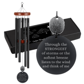 Black Memorial Sympathy Wind Chime Gift in Memory of a Loved One-Deep Tones (Black: Black1)