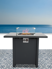 25" H x 30" W Steel Outdoor Fire Pit Table with Lid (Color: as Pic)