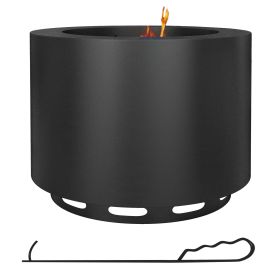 Outsunny Smokeless Fire Pit, 19" Portable Wood Burning with Poker, Low Smoke (Color: as Pic)