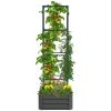 Outsunny Galvanized Raised Garden Bed, 24" x 24" x 11.75" with Trellis Tomato Cage