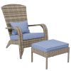 Outsunny Patio Wicker Adirondack Chair with Ottoman