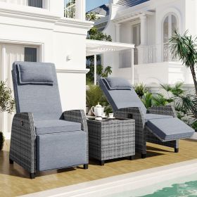 U_Style Outdoor Rattan Two-person Combination With Coffee Table, Adjustable (Color: as Pic)