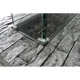 Concrete Propane/Natural Gas Fire Pit Table with Glass (Cast Stone: 1)