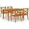 5 Piece Patio Dining Set Solid Wood Acacia