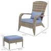 Outsunny Patio Wicker Adirondack Chair with Ottoman