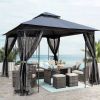 10x10 Outdoor Patio Gazebo Canopy Tent With Ventilated Double Roof And Mosquito net