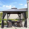 10x10 Outdoor Patio Gazebo Canopy Tent With Ventilated Double Roof And Mosquito net
