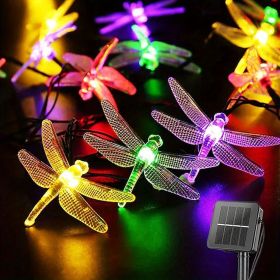 1pc Solar Dragonfly String Lights Waterproof 20 LEDs (Color: Multi Color)