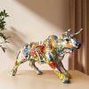 NORTHEUINS Graffiti Painting Resin Bull Figurines