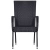 5 Piece Patio Dining Set Black Poly Rattan