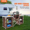 VEVOR Kitchen Table, Folding Outdoor Cooking Table with Storage Carrying Bag, Aluminum Cook Station 3 Cupboard & Detachable Windscreen