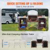 VEVOR Kitchen Table, Folding Outdoor Cooking Table with Storage Carrying Bag, Aluminum Cook Station 3 Cupboard & Detachable Windscreen