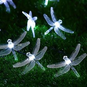 1pc Solar Dragonfly String Lights Waterproof 20 LEDs (Color: White Light)