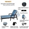 3PC Outdoor Aluminum Patio Furniture Chaise Lounge Set, 2 Chaise & 1 End Table with Modern Tapered Feet