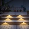 4Pcs Solar Powered LED Step Lights  IP55 Waterproof Dusk To Dawn Sensor