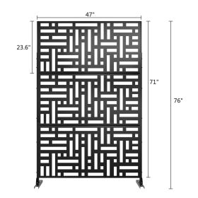 6.33 ft. H x 3.93 ft. W Laser Cut Metal Privacy Screen; 24"*48"* 3 panels (Color: Black, Material: Galvanized steel)