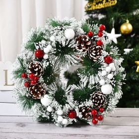Christmas Wreath Merry Christmas Decorations Ornaments Front Door Hanging Window Wreaths Props Background Xmas Tree Decoration (Color: 7)