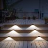 4Pcs Solar Powered LED Step Lights  IP55 Waterproof Dusk To Dawn Sensor