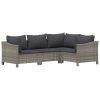 8 Piece Patio Lounge Set with Cushions Gray Poly Rattan