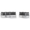 6 Piece Patio Lounge Set with Cushions White Steel