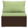7 Piece Patio Lounge Set with Cushions Poly Rattan Brown