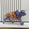 NORTHEUINS Graffiti Painting Resin Bull Figurines